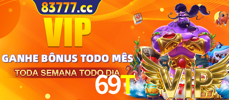 Banner promocional do 69T oferecendo 100% de recompensas adicionais contínuas para quem fizer o login diário (Daily sign-in), com um mascote de coelho.