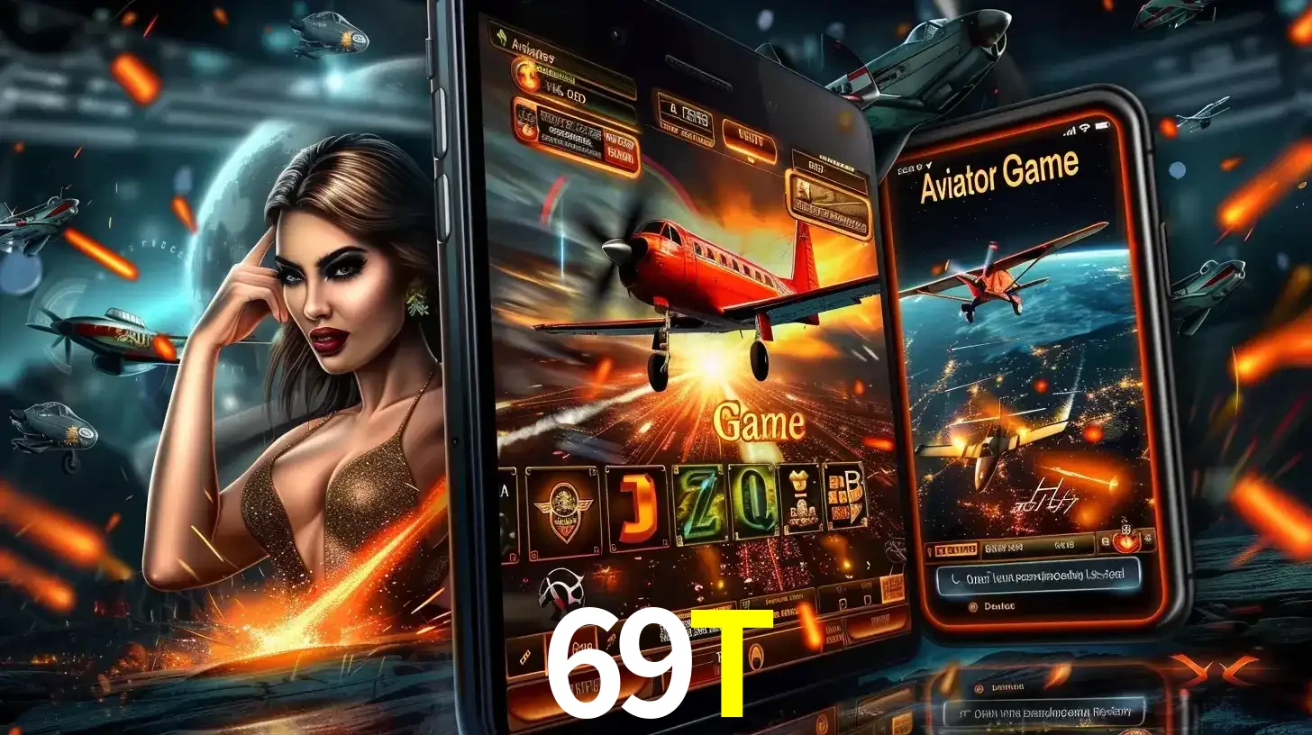 Mulher estilosa cercada por telas que exibem a jogabilidade do Aviator, capturando a intensidade e a estratégia deste popular crash game oferecido pelo 69T.